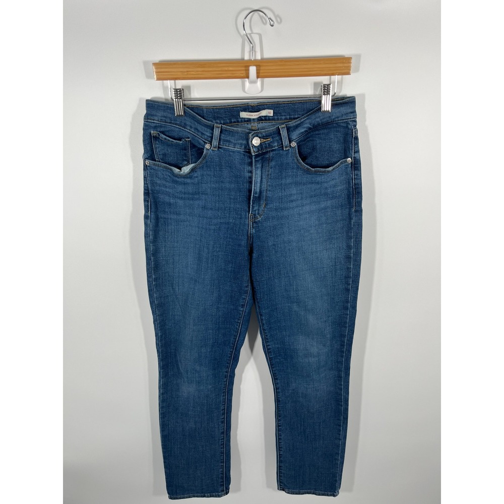 Levis Classic Straight Jeans Womens 10 Blue Mid Rise Dark Wash Denim